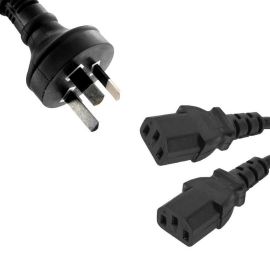Image for 8ware RC-3085AU-010 1m 10amp Y Split Power Cable with AU/NZ 3-pin Male Plug 2xIEC F C13 Socket