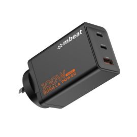 Image for mbeat MB-PD100W2CA-K 3 Port Gorilla Power PD 100W GaN II USB-C Charger