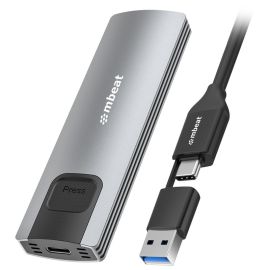 Image for mbeat M.2 NVMe SATA SSD Enclosure 10Gbps USB-C Tool-Free Grey