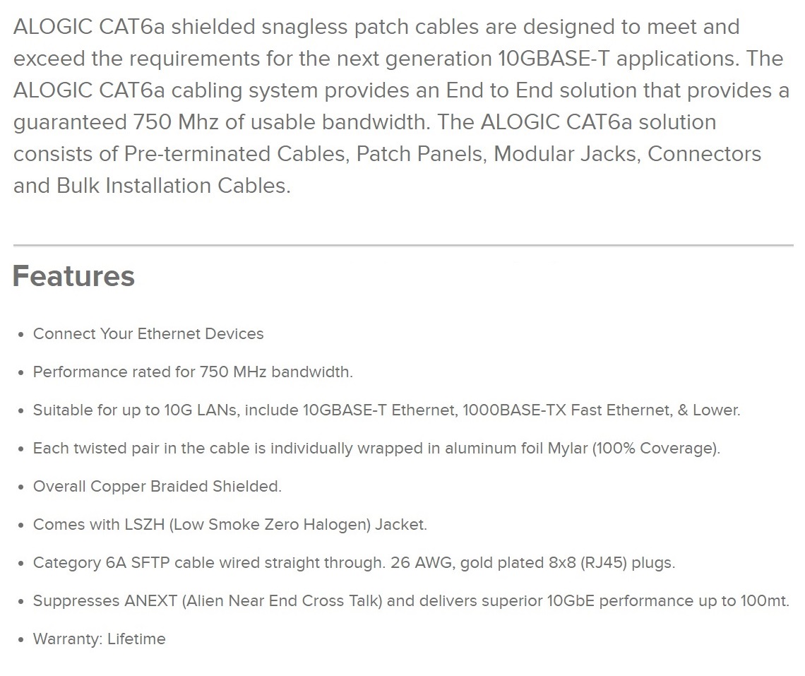 Alogic 0.3m Orange  10GbE Shielded CAT6A LSZH  Network Cable C6A-0.3-Orange-SH