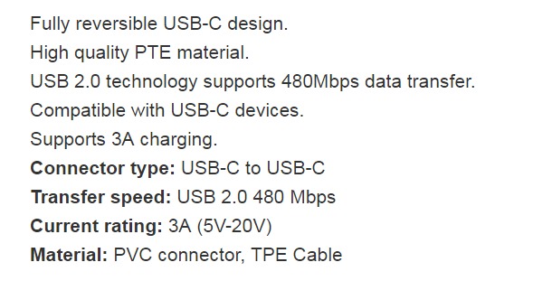 mbeat 1m Prime USB-C to USB-C Charge and Sync Cable Type-C to USB Type-C