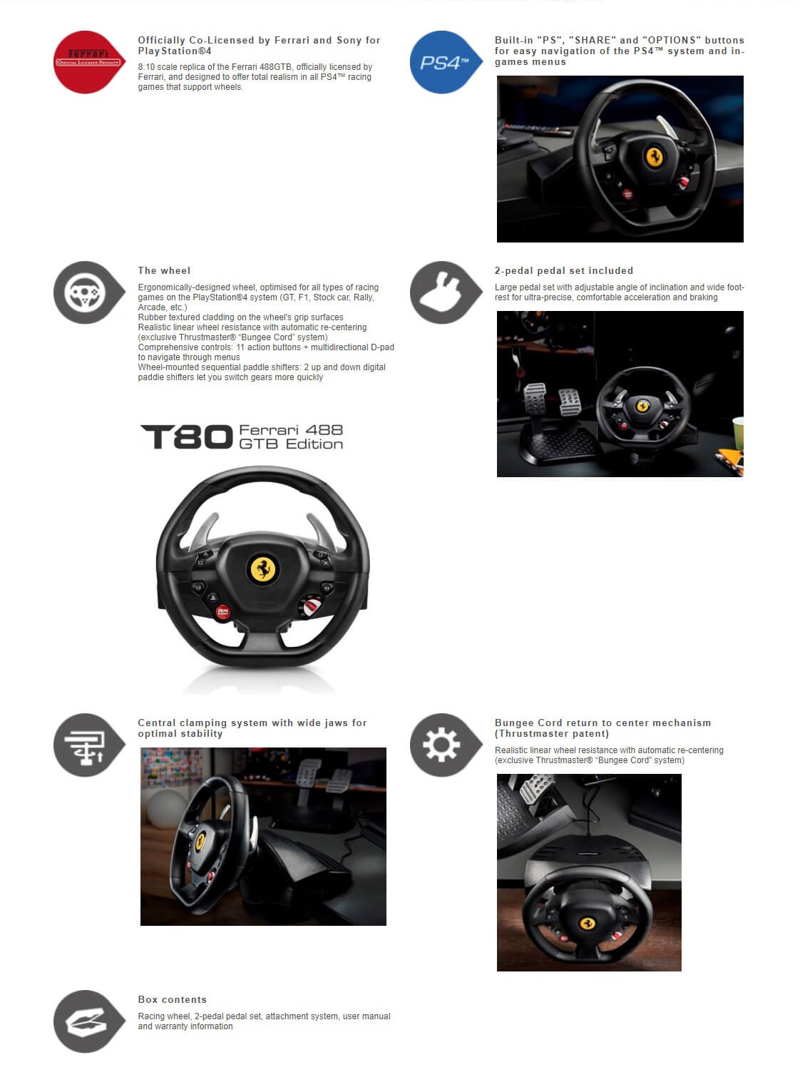 Thrustmaster T80 Ferrari 488 Gtb Edition Racing Wheel For Pc Ps4 Tm 4160672